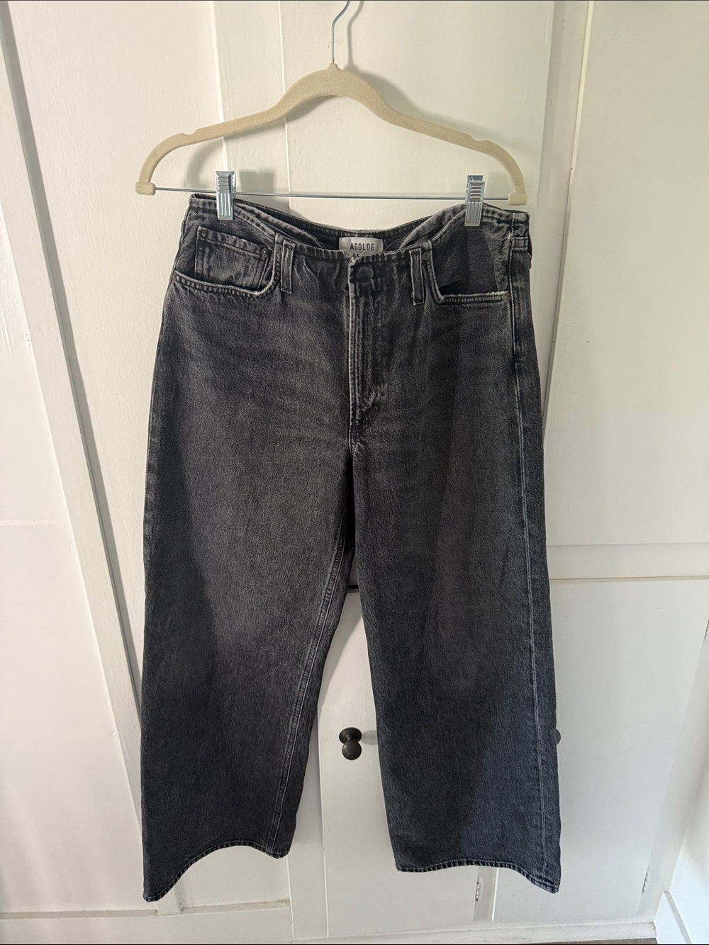 AGOLDE Black Wide-Leg Low Rise Jeans 27